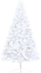 Set Albero Natale Artificiale a Metà LED Palline Bianco 120cm