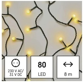 Catena luminosa LED natalizia 80xLED/230V/8 funzioni 13m IP44 bianco caldo