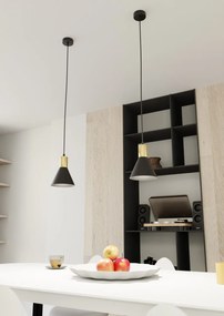 Lampada a sospensione in acciaio ROSA 1 nero/bianco e oro E14