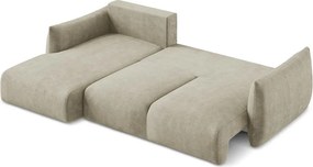 Divano angolare beige allungabile (con penisola a sinistra/con chaise lounge) con rivestimento in ciniglia Leila – Makamii