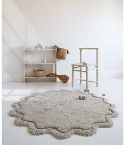 Tappeto rotondo beige in cotone lavabile e tessuto a mano ø 110 cm Sweet April Lin – Nattiot