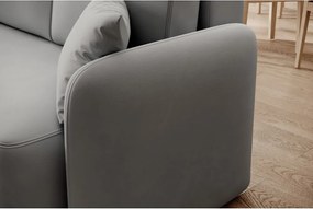 Divano angolare grigio chiaro allungabile/con contenitore (con penisola a sinistra/con chaise lounge) e rivestimento in velluto Hadson – ELTAP