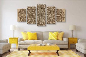 Quadri 5 pezzi – Mandala con motivo naturale astratto