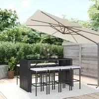 Set Bar da Giardino 9 pz con Cuscini in Polyrattan Nero 3187623