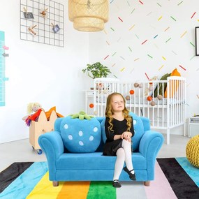 Costway Divano per bambini con cuscini Poltrona per bimbi morbido a forma di fragola 90x55x48cm Blu