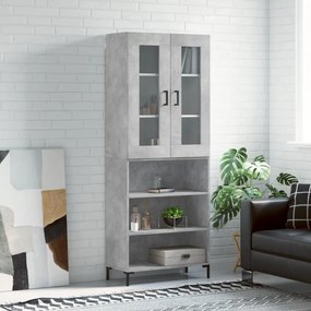 Credenza Grigio Cemento 69,5x34x180 Cm İn Legno Multistrato /