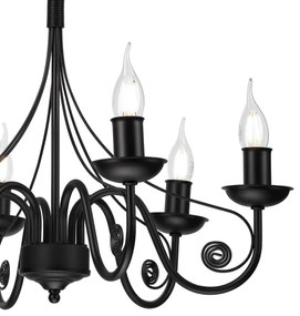 Lampadario a sospensione con catena DONATO 6xE14/40W/230V nero