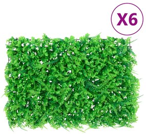 Recinzione Foglie Felce Artificiali 6 Pz Verde 40x60 Cm /