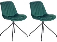 Set di 2 sedie da pranzo imbottite in velluto Verde Sedia da sala da pranzo per interni con gambe in acciaio Decor