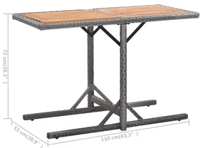 Tavolo da giardino antracite in polyrattan e massello di acacia