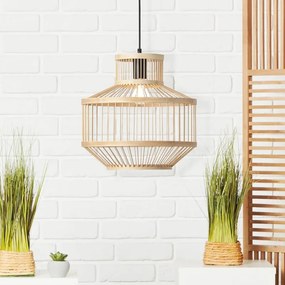 Lampadario Moderno Teva E27 nero paralume beige E27 Ø35cm BRILLIANT