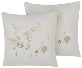 Set di 2 cuscini crema con motivo floreale 45 x 45 cm GOMPHRENA Beliani