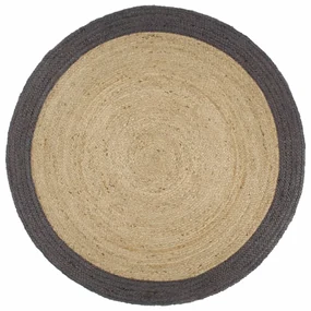Tappeto Lavorato A Mano İn Juta Con Bordo Grigio Scuro 180 Cm /