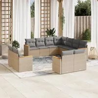 Set Divano da Giardino 11 pz con Cuscini Beige Misto Polyrattan 3226500