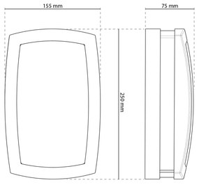 Applique Rettangolare Nera E27, da Parete e Soffitto, IP54 Base E27