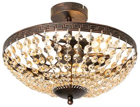 Plafoniera classica bronzo e cristallo 3 luci - Mondrian