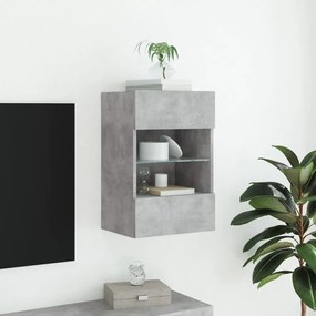 Mobile tv a parete con luci led grigio cemento 40x30x60,5 cm