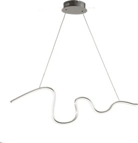 Lampada a sospensione 125 cm Led SNAKE in metallo Argento e diffusore in acrilico