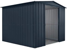 Casetta da giardino Milvy, a due falde in acciaio grigio con porta doppio scorrevole, superficie interna 6.73 m² e spessore parete 0.3 mm