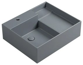 Lavabo da appoggio Nobu COLAVENE con foro rettangolare in ceramica L 60 x H 21 x P 50 cm grigio opaco piletta non inclusa