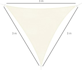 Tenda Vela da Giardino Triangolare in HDPE Bianco Avorio 3x3x3m...