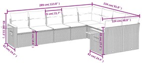 Set divano da giardino 9 pz con cuscini grigio in polyrattan