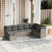 Set Divano da Giardino 8pz con Cuscini Grigio Chiaro Polyrattan 3263278