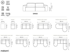 Divano color crema con rivestimento in ciniglia 244 cm Omao – Makamii