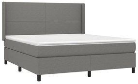 Letto a molle materasso e led grigio scuro 180x200cm in tessuto