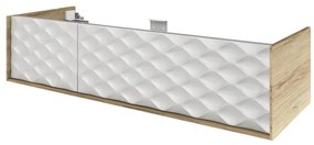 Mobile da bagno sospeso sotto lavabo L 135 x H 32 x P 48 cm bianco e noce laccato lucido, 2 cassetti SENSEA Neo Frame