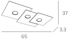 Plafoniera Moderna Rettangolare Plate Metallo Grigio 3 Luci Gx53