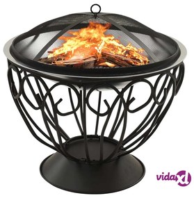 vidaXL Braciere e Barbecue 2in1 e Attizzatoio 59x59x60 cm Acciaio Inox