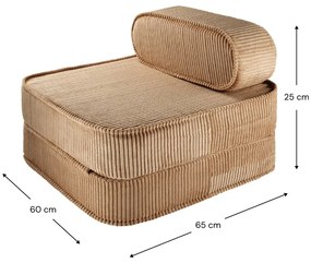 Poltrona per bambini marrone con rivestimento in velluto a coste Flip – Wigiwama