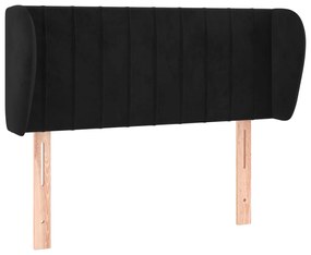 Testiera ad orecchio nera 103x23x78/88 cm in velluto