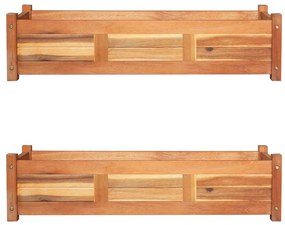 Letti Rialzati Da Giardino 2 Pz İn Legno Di Acacia 100x30x25 Cm /