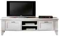 Porta tv in legno 2 cassetti shabby bianco 176x60x50