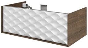 Mobile da bagno sotto lavabo SENSEA Neo Frame noce e bianco laccato lucido L 90 x H 32 x P 48 cm 1 cassetto, lavabo non incluso