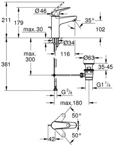 GROHE 24328001 - Miscelatore lavabo SWIFT 179 mm, cromo lucido
