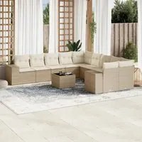 Set Divani da Giardino 11 pz con Cuscini Beige in Polyrattan 3255455