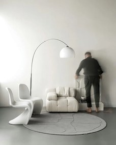 Tappeto rotondo in lana grigia ø 160 cm Morphic Organica - Agnella