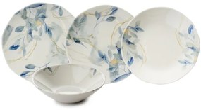 Set da tavola 24 pezzi in porcellana, bianco/blu