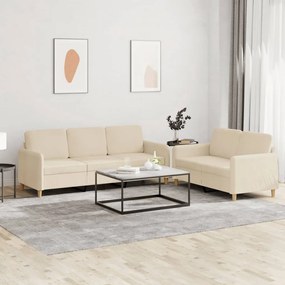 Set Di Divani 2 Pz Con Cuscini Crema İn Tessuto /
