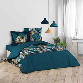 Set copripiumino e federa blu in cotone per letto matrimoniale e per letto esteso 240x220 cm Alianor – douceur d'intérieur