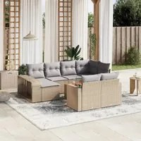 Set Divani da Giardino 11 pz con Cuscini Beige in Polyrattan 3228919