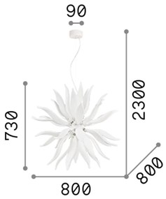 Sospensione Contemporanea Leaves Metallo Bianco 12 Luci G9 3W 3000K Luce Calda