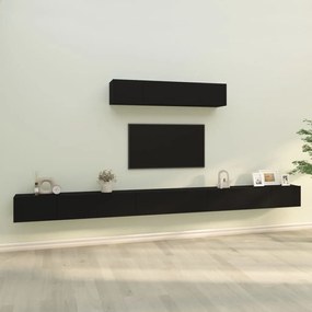 Set Mobili Porta Tv 6 Pz Nero İn Legno Multistrato /