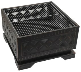 Griglia portatile a legna con griglia nera/patinata