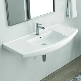 Kamalu - Lavabo bagno sospeso 100 cm in ceramica Litos-BN10