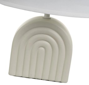 Lampada da tavolo in ceramica bianca e beige con paralume in tessuto (altezza 31 cm) - Casa Selección
