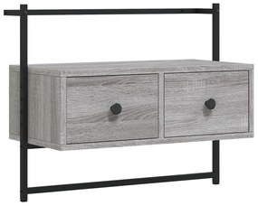 Mobile tv a muro grigio sonoma 60,5x30x51 cm legno multistrato